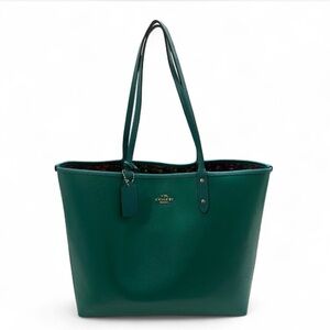 Authentic COACH Emerald Green and Rose Meadow Reversible City Tote